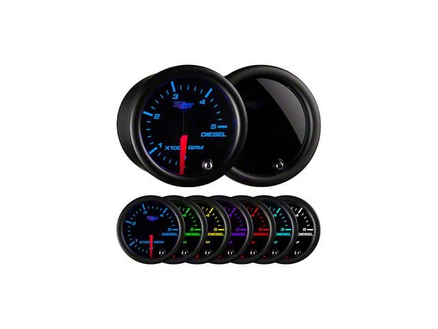 2-Inch Diesel Tachometer Gauge; Tinted 7 Color (Universal; Some Adaptation May Be Required)