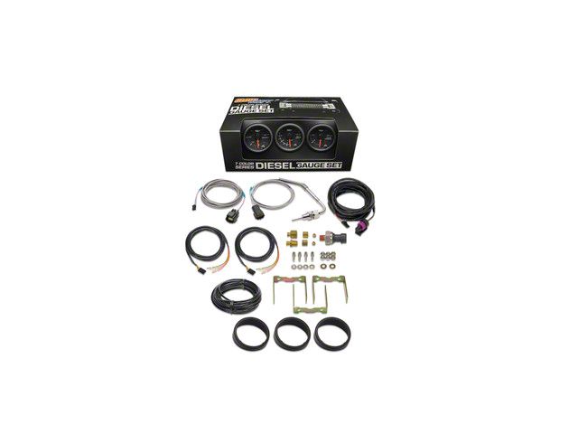 3-Gauge Diesel Truck Set; 60 PSI Boost/2400-Degree Pyrometer EGT/30 PSI Fuel Pressure; Black 7 Color (Universal; Some Adaptation May Be Required)