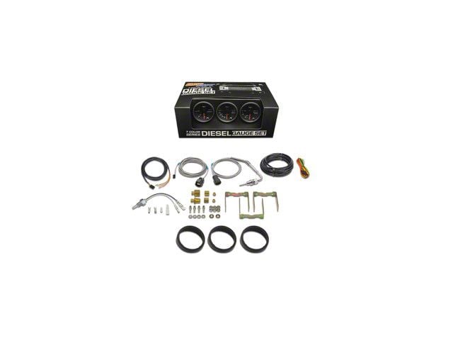 3-Gauge Diesel Truck Set; 60 PSI Boost/1500-Degree Pyrometer EGT/Transmission Temperature; Black 7 Color (Universal; Some Adaptation May Be Required)