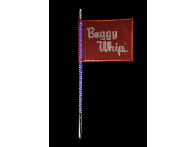 4-Foot Bright Blue LED Whip with 10-Inch x 12-Inch Red Buggy Whip Flag; Threaded Base (Universal; Some Adaptation May Be Required)