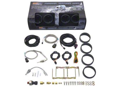 4-Gauge Diesel Truck Set; 60 PSI Boost/1500-Degree Pyrometer EGT/Transmission Temperature/100 PSI Fuel Pressure; Tinted 7 Color (Universal; Some Adaptation May Be Required)