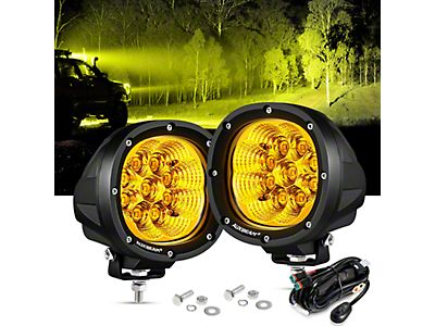 RAM 2500 4-Inch Round 90W Yellow LED Pod Lights; Flood Beam (Universal; Some Adaptation May Be Required) - Free Shipping RAM 2500 4-Inch Round 90W Yellow LED Pod Lights; Flood Beam (Universal; Some Adaptation May Be Required) - Free Shipping