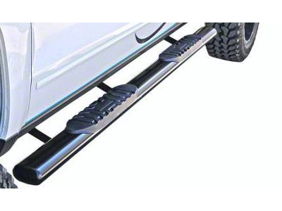 5-Inch Straight Oval Side Step Bars; Semi-Gloss Black (10-24 RAM 2500 Crew Cab)