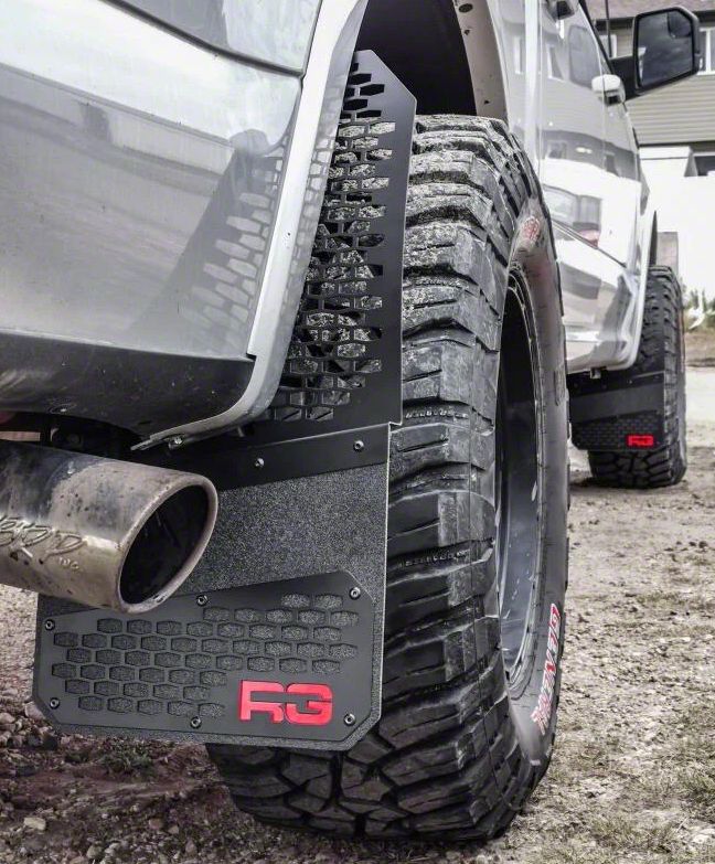 RAM 2500 8Inch Rek Mesh Offset Mud Flaps; Front or Rear; Red