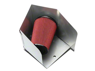 Aluminum Cold Air Intake with Red Filter and Heat Shield; Silver (94-02 5.9L I6 RAM 2500)
