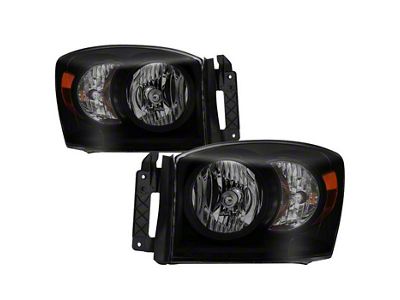 Amber Crystal Headlights; Black Housing; Smoked Lens (06-09 RAM 2500)