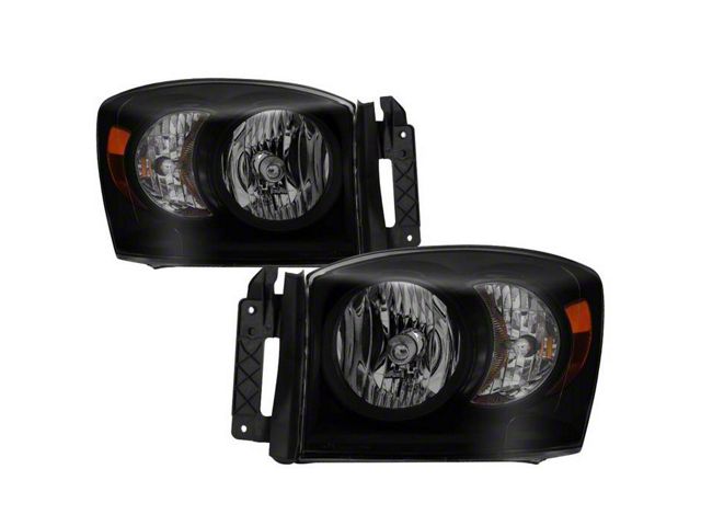 Amber Crystal Headlights; Black Housing; Smoked Lens (06-09 RAM 2500)