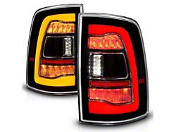 Amber Sequential LED Tail Lights; Black Housing; Clear Lens (10-18 RAM 2500)