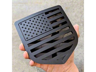 American Flag Tailgate Badge; Matte Black on Gloss Black (10-18 RAM 2500)