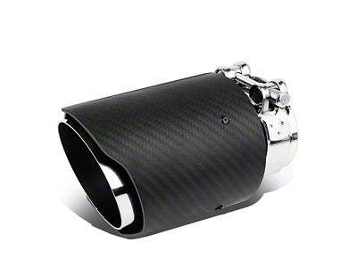 Angled Cut Round Exhaust Tip; 3.60-Inch; Carbon Fiber (Fits 2.40-Inch Tailpipe)