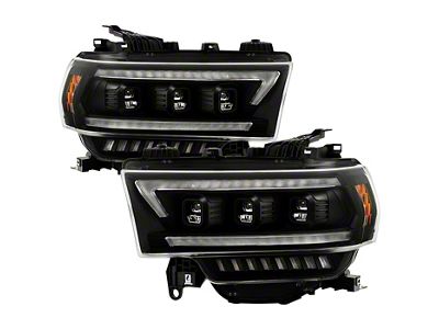 APEX Series High-Power LED Module Headlights; Black Housing; Clear Lens (19-24 RAM 2500 w/ Factory Halogen Headlights)