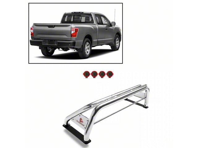 Atlas Roll Bar with 7-Inch Red Round LED Lights; Stainless Steel (03-24 RAM 2500 w/o RAM Box)