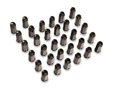 Black Bulge Acorn Lug Nut Kit; 14mm x 1.5; Set of 32 (12-25 RAM 2500)