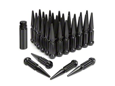 Black Extended Spiked Lug Nuts; M14x1.5; Set of 32 (12-24 RAM 2500)