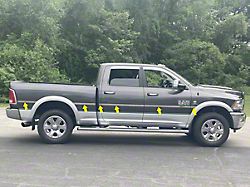 Body Molding Insert Trim Kit; Stainless Steel (10-18 RAM 2500 Crew Cab w/ 6.4-Foot Box)