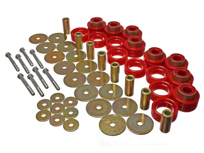 Body Mount Bushings and Hardware Kit; Polyurethane; Red (94-02 RAM 2500 Club Cab, Quad Cab)