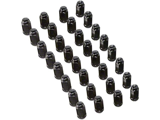 Bulge Black Acorn Lug Nut Kit; 14mm x 1.5; Set of 32 (12-24 RAM 2500)
