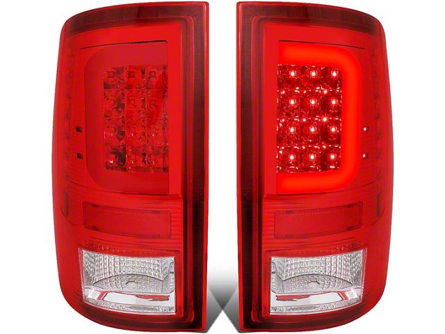 C-Bar LED Tail Lights; Chrome Housing; Red Lens (10-18 RAM 2500 w/ Factory Halogen Tail Lights)