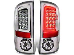 C-Bar LED Tail Lights; Chrome Housing; Clear Lens (07-09 RAM 2500)
