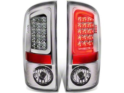 C-Bar LED Tail Lights; Chrome Housing; Clear Lens (07-09 RAM 2500)