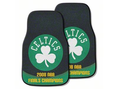 Carpet Front Floor Mats with Boston Celtics 2008 NBA Champions Logo; Black (Universal; Some Adaptation May Be Required)