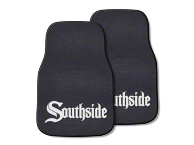 Carpet Front Floor Mats with Chicago White Sox Southside Logo; Black (Universal; Some Adaptation May Be Required)