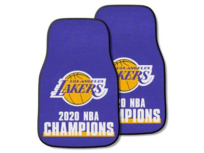 Carpet Front Floor Mats with Los Angeles Lakers 2020 NBA Champions Logo; Purple (Universal; Some Adaptation May Be Required)