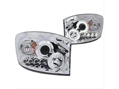 CCFL Halo Projector Headlights; Chrome Housing; Clear Lens (06-09 RAM 2500)