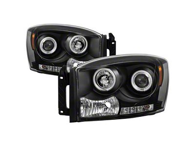 CCFL Halo Projector Headlights; Black Housing; Clear Lens (06-09 RAM 2500)