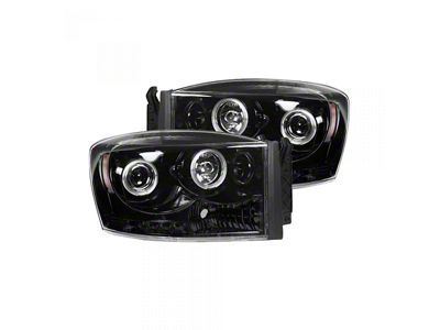 CCFL Halo Projector Headlights; Black Housing; Smoked Lens (06-09 RAM 2500)