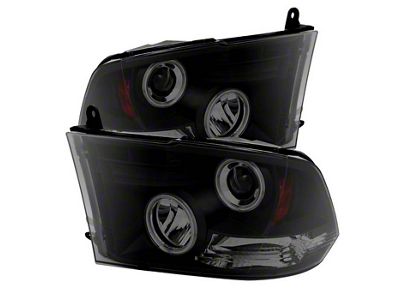 CCFL Halo Projector Headlights; Black Housing; Smoked Lens (10-18 RAM 2500 w/ Factory Halogen Non-Projector Headlights)