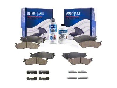 Ceramic Brake Pads with Brake Fluid and Cleaner; Front and Rear (03-08 RAM 2500)