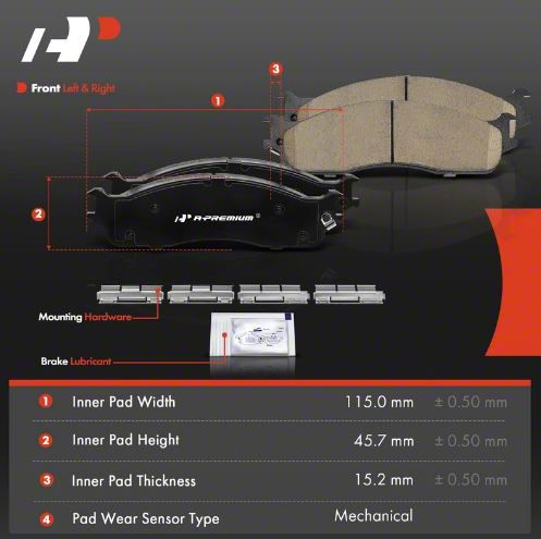 Front & Rear Ceramic Brake Pads w/Hardware for Dodge Ram 1500 2500 3500