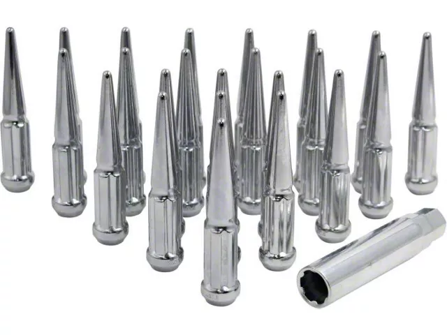 Chrome Spike Lug Nut Kit; 14mm x 1.5; Set of 32 (12-24 RAM 2500)