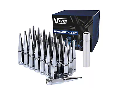 Venum 32-Piece White Spike Lug Nuts - 4.5" Tall, M14x1.5 Thread, For Silverado, Sierra, Ram With Aftermarket Wheels