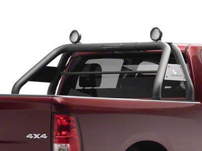 Classic Roll Bar with 5.30-Inch Black Round Flood LED Lights; Black (94-24 RAM 2500 w/o RAM Box)