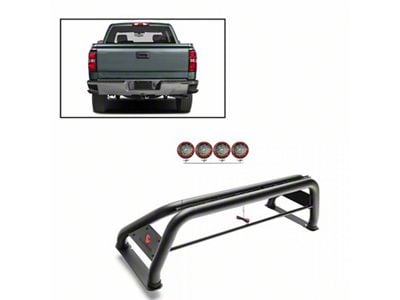 Classic Roll Bar with 5.30-Inch Red Round Flood LED Lights; Black (03-24 RAM 2500 w/o RAM Box)