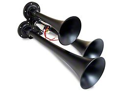 Compact Triple Air Horn System; Black; Zinc Alloy (Universal; Some Adaptation May Be Required)