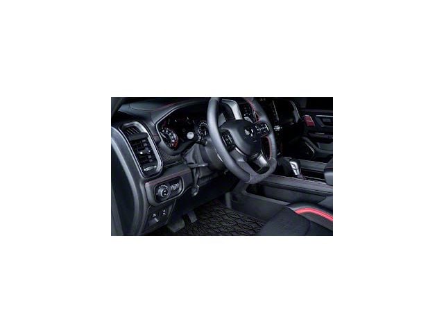 Double Layer Diamond Front and Rear Floor Mats; Base Layer Black and Top Layer Black (10-18 RAM 2500 Crew Cab w/ Front Bucket Seats)