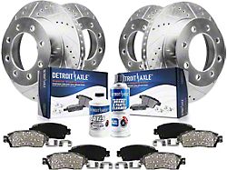 Drilled and Slotted 8-Lug Brake Rotor, Pad, Brake Fluid and Cleaner Kit; Front and Rear (09-18 RAM 2500)