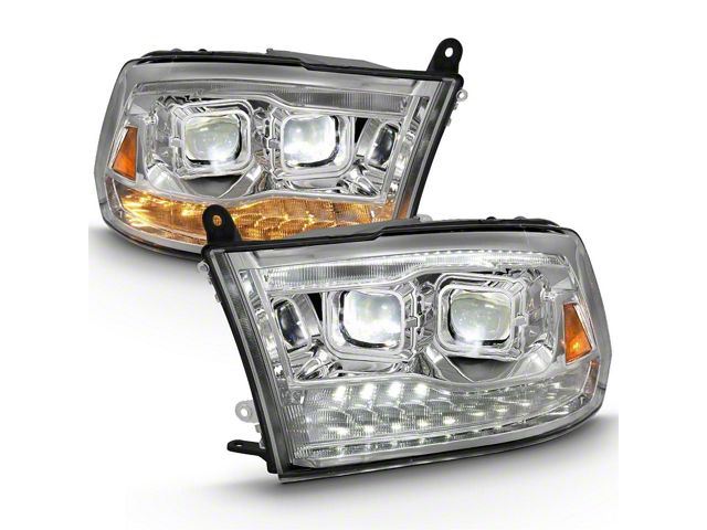 Dual LED Switchback Projector Headlights; Chrome Housing; Clear Lens (10-18 RAM 2500)
