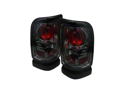 Euro Style Tail Lights; Chrome Housing; Smoked Lens (94-02 RAM 2500)