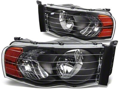 Factory Style Headlights; Black Housing; Clear Lens (03-05 RAM 2500)