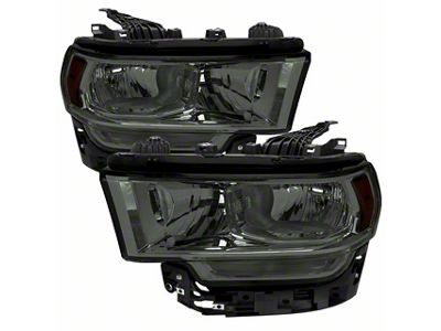 Factory Style Headlights; Chrome Housing; Smoked Lens (19-24 RAM 2500 w/ Factory Halogen Headlights)