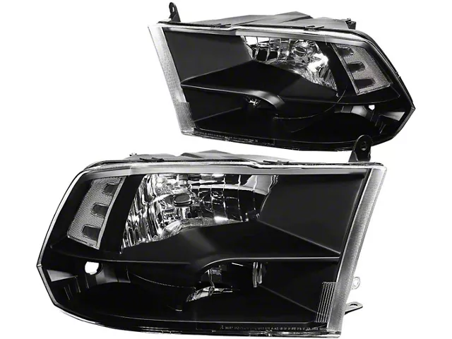 Factory Style Headlights; Chrome Housing; Smoked Lens (10-18 RAM 2500 w/ Factory Halogen Quad Headlights)