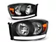 Factory Style Headlights with LED DRL; Black Housing; Clear Lens (06-09 RAM 2500)
