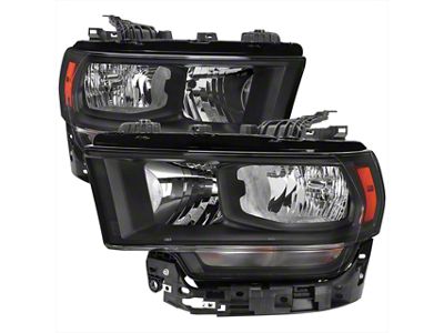 Factory Style Headlights; Matte Black Housing; Clear Lens (19-24 RAM 2500 w/ Factory Halogen Headlights)