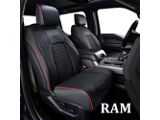 Faux Leather Custom Front Seat Covers; Black with Red Piping (10-18 RAM 2500 Crew Cab w/ Front Bucket Seats)