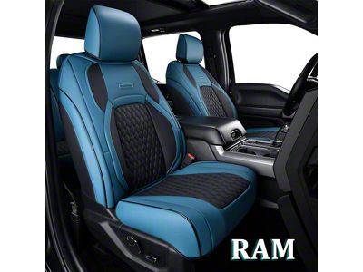 Faux Leather Custom Front Seat Covers; Blue (10-18 RAM 2500 Crew Cab w/ Front Bucket Seats)