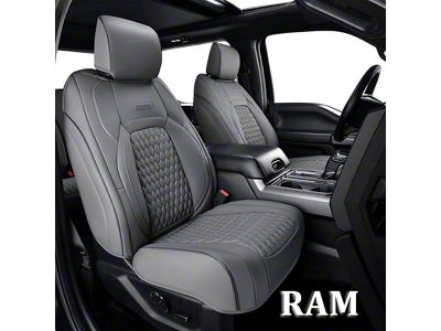 Faux Leather Custom Front Seat Covers; Gray (10-18 RAM 2500 Crew Cab w/ Front Bucket Seats)